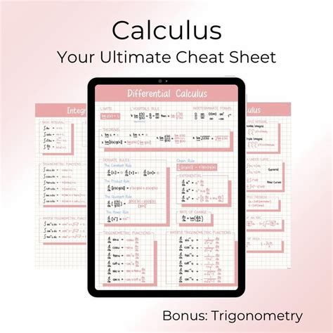 Image result for Calulus Cheat Sheet