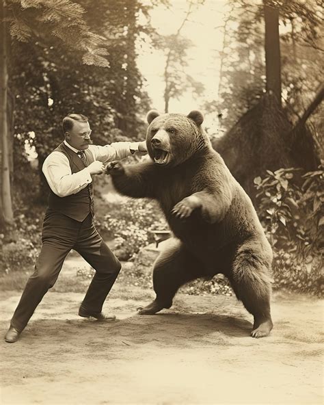Teddy Roosevelt Boxing a Bear: Unique Digital Print for Classrooms ...