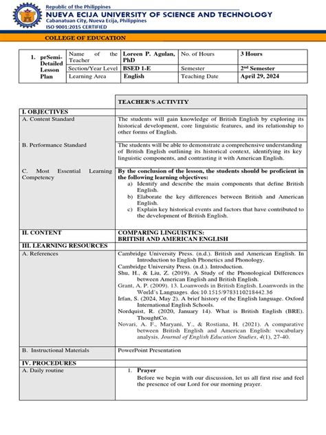 Semi Detailed Lesson Plan Example 的图像结果