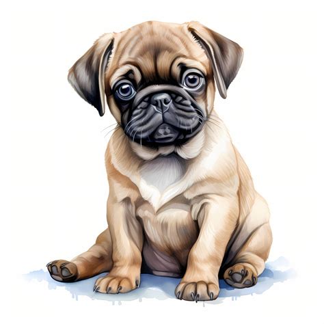 Pug Dog Clipart, Puppy Dog Images, 10 Watercolor Clip Art, Printable ...