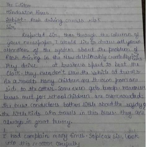 write a letterIn the morning there is a rush of various school buses at ...