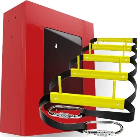 Built-in Fire Escape Ladder 3 Story 25ft - Rope Ladder for Fire Escape in Red Box - Built-in ...