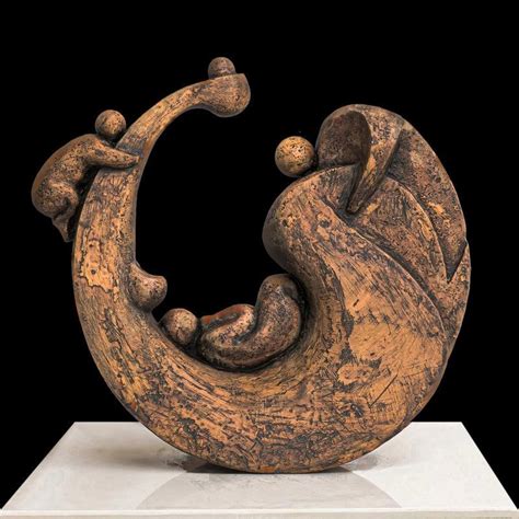 "Mother Rocks 5": Light Brown Sculpture by Rajendra Pradhan | ArtZolo.com