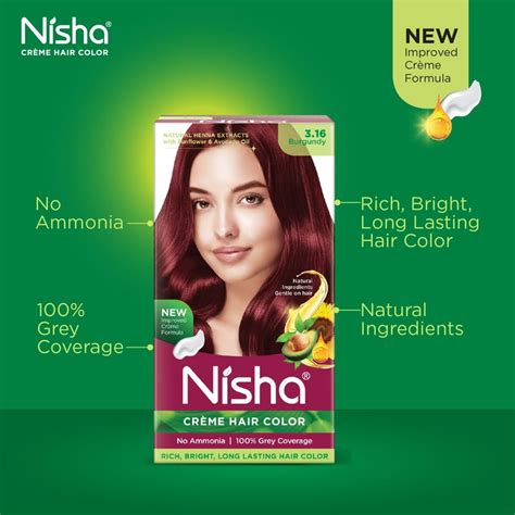 Nisha Creme Hair Color Burgundy 60g, Permanent Hair Color for Women ...