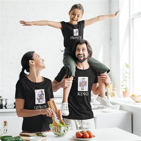 king Matching Family Black Cotton T-shirts