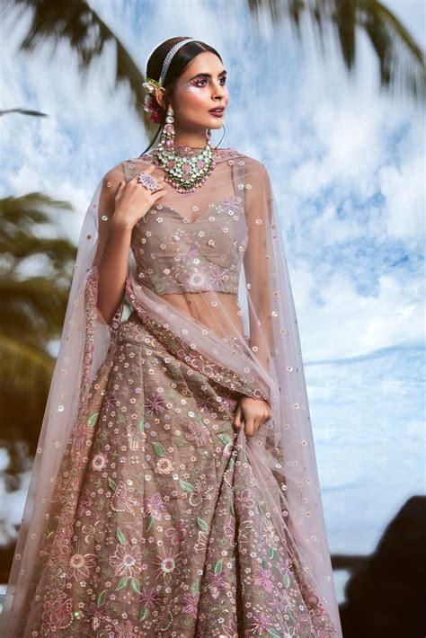 Rose gold Toned Organza Sequins & Zarkan embroidery Semi