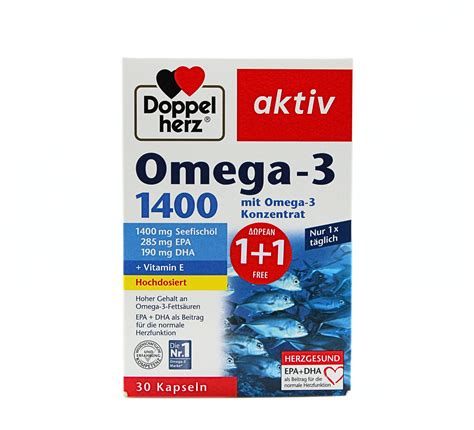 Doppelherz Omega-3 1400 x 30 Capsules Pack 1+1 Free | Epharmadora