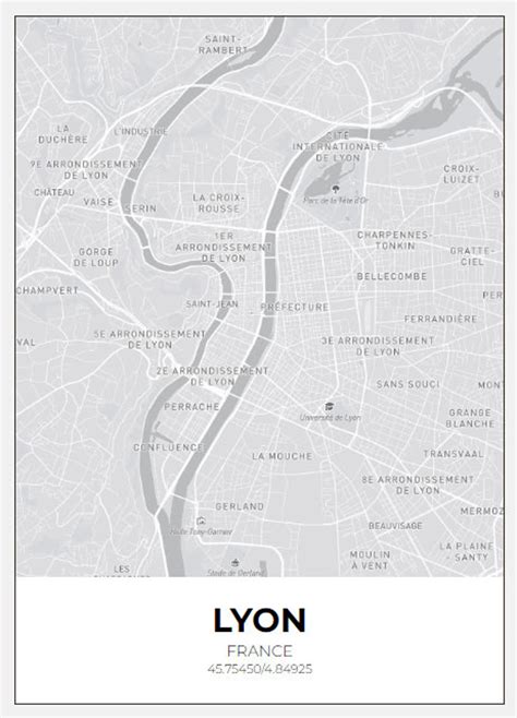 Lyon City Map Poster - Etsy UK