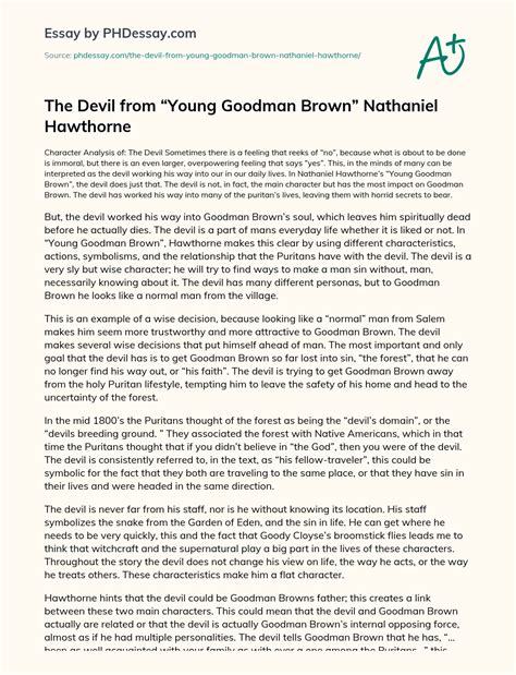 The Devil From “Young Goodman Brown” Nathaniel Hawthorne Summary And ...