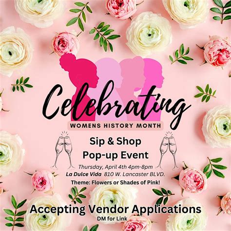 Sip and Shop Womens History Month Pop-up, La Dulce Vida On The Blvd ...