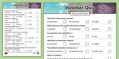 Weather General Knowledge Quiz