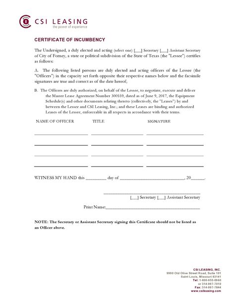50 Best Certificate of Incumbency Samples (Free) ᐅ TemplateLab