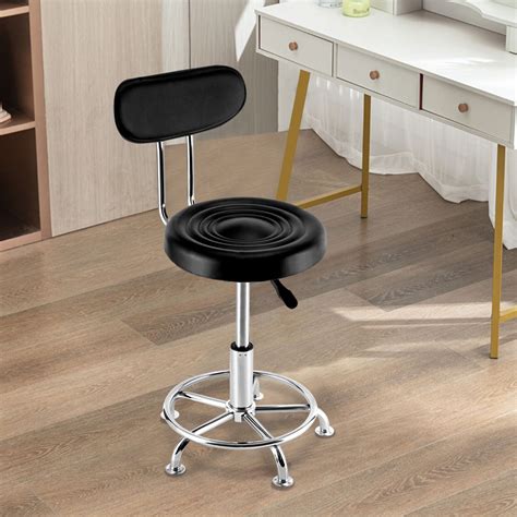 Work Shop Stool W/Backrest Swivel Chair Garage Seat Footrest Adjustable Height - Walmart.com
