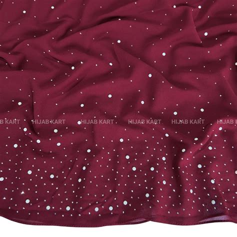 Maroon- Luxe Pearl Drop Georgette Hijab – Hijab Kart