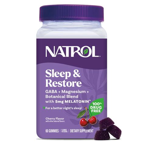 Natrol Sleep + Restore Magnesium Glycinate Gummies with Melatonin 5mg ...