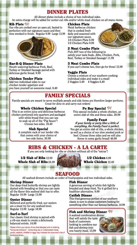 The Pig Bar-B-Q Menu - Callahan, Florida | Sirved
