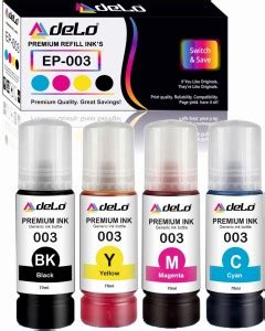 delo 003 Ink Bottle Set Black + Tri Color Combo Pack Ink Bottle - delo ...