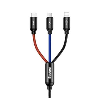 Baseus 3-In-1 Nylon Braided Fast Multi Charging Usb Data Cable With Ip ...