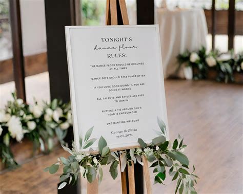 Wedding Dance Floor Rules Sign Olive Template 5 Different Sizes Leaves ...