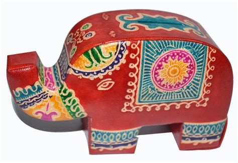 Buy Real Expo Genuine Handmade Leather Elephant Coin Money Piggy Bank ...