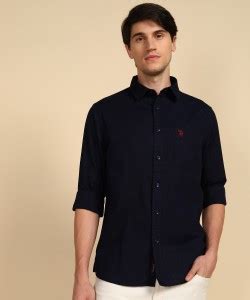 U.S. POLO ASSN. Men Solid Casual Blue Shirt - Buy U.S. POLO ASSN. Men ...