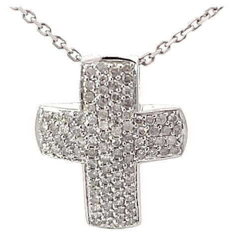 1.10Ct Stunning 14K Solid White Gold Diamond Cross Pendant Necklace For ...