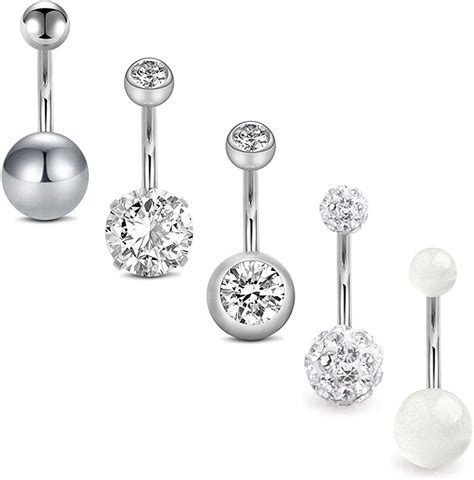 Buy D.Bella 14G Belly Button Ring Surgical Stainless Steel Belly Rings ...