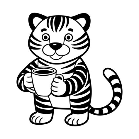 Cutetigerdrinkcoffeecupcartooniconcat | Premium AI-generated image