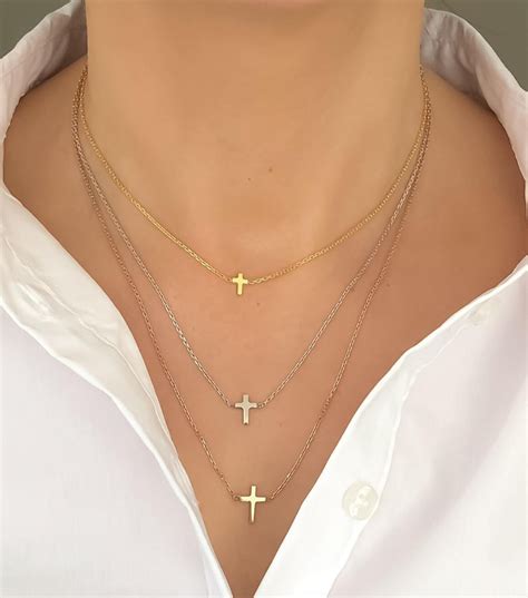 Dainty Cross Necklace Dainty Necklace Silver Cross Necklace - Etsy UK