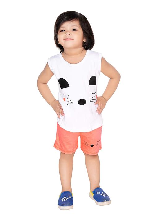 Buy NEW GEN unisex t-shirt pant combo set(Orange White_0-1 Years) at ...