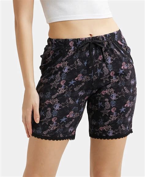 Buy Micro Modal Cotton Relaxed Fit Printed Shorts with Side Pockets ...