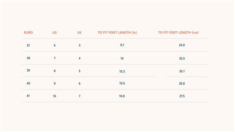 Size Chart Formal Block Heels