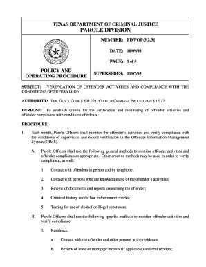 Fillable Online tdcj state tx PDPOP 3.2.31 Verification of Offender ...