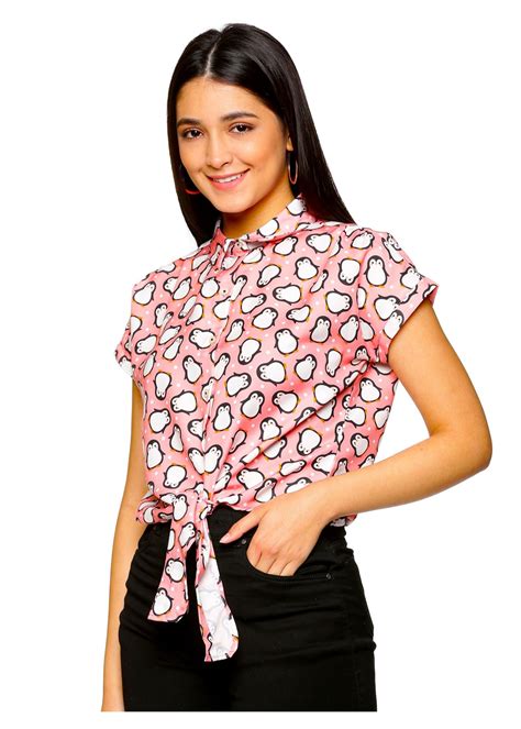 Tusok Women Floral Beach Tropical Front Knot Shirt