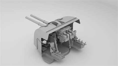 Bofors QF Twin 4 inch 102mm Naval Gun Mk XVI 3D model | CGTrader