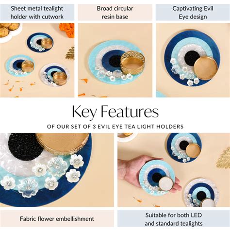 Set Of 3 Evil Eye Tea Light Holders Online - Premium Candle Holder ...