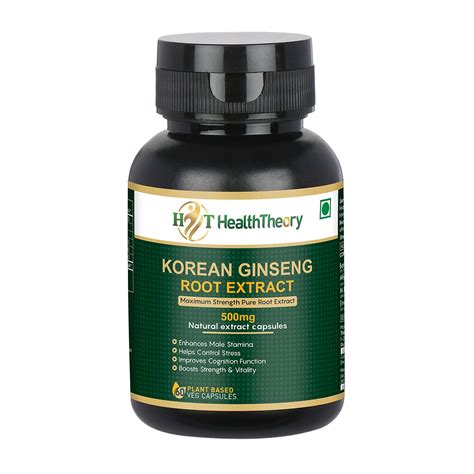 Health Theory Korean Ginseng 500mg Capsule (Maximum Strength Pure Root ...