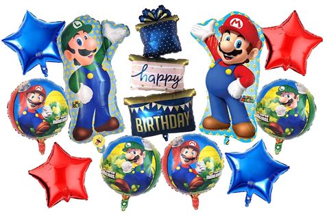Atpata Funky Super Mario Luigi Theme Foil Balloons for Video Game Happy ...
