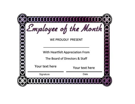 Printable Template Free Employee Of The Month Certificate - Printable ...
