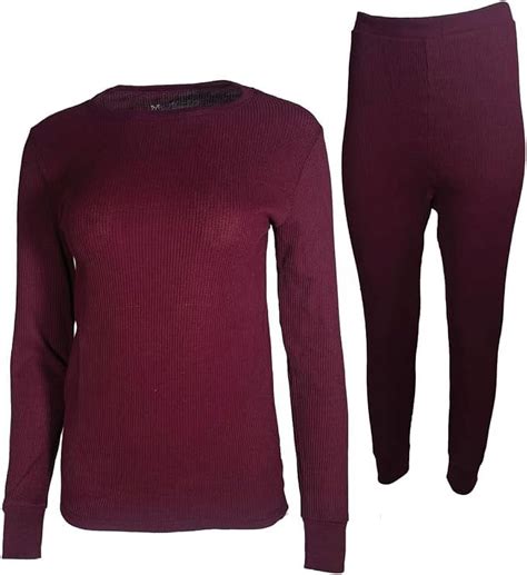 MISS POPULAR Womens 2-Piece Waffle Thermals Set | Long Sleeve Shirt ...