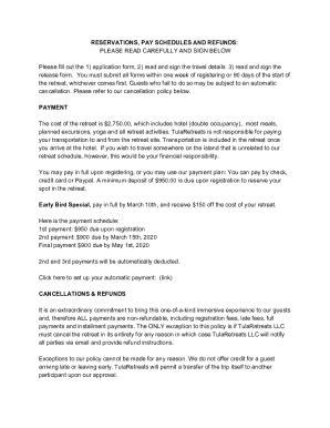 Fillable Online RESERVATIONS, PAY SCHEDULES AND REFUNDS Fax Email Print ...