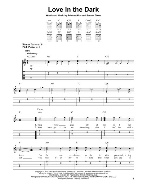 Adele "Love In The Dark" Sheet Music Notes | Download Printable PDF Score 122865