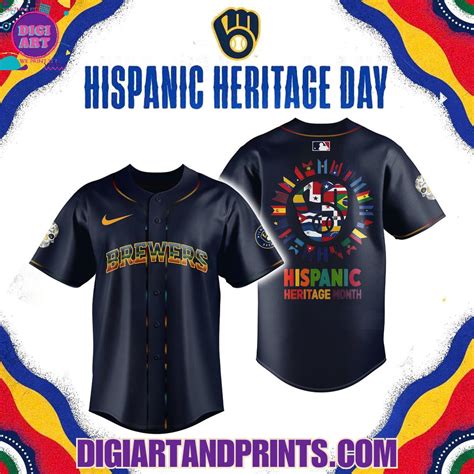 Hispanic Heritage Day 2025 Milwaukee Brewers Navy Baseball Jersey ...