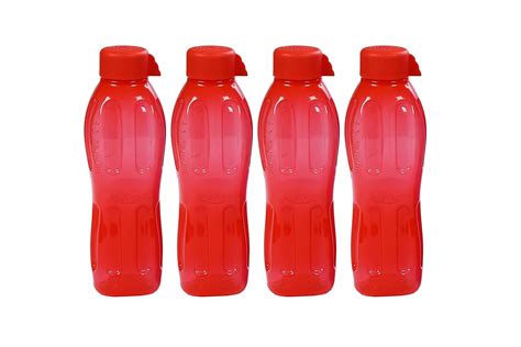 Signoraware Aqua Water Bottle Set, 1 Litre, Set of 4, Deep Red : Amazon ...