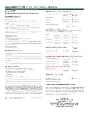 Fillable Online ROUNDTRIP ELITE ENROLLMENT FORM - FLORIDA Fax Email ...