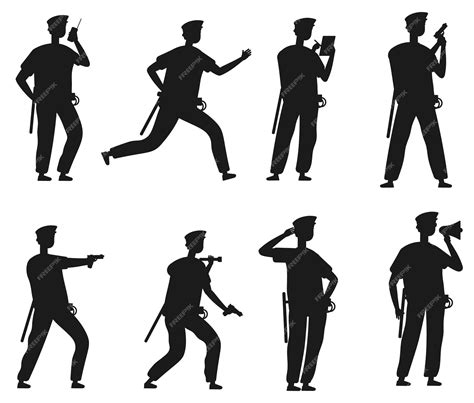 Premium Vector | Policeman american cop security officer vector silhouettes
