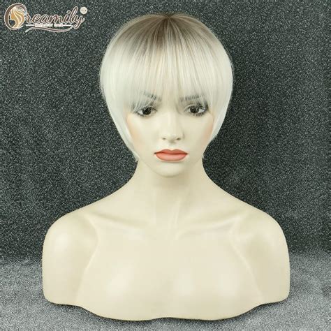 Buy Creamily Short Blonde Wigs Natural Straight Pixie Cut Wigs Layered ...