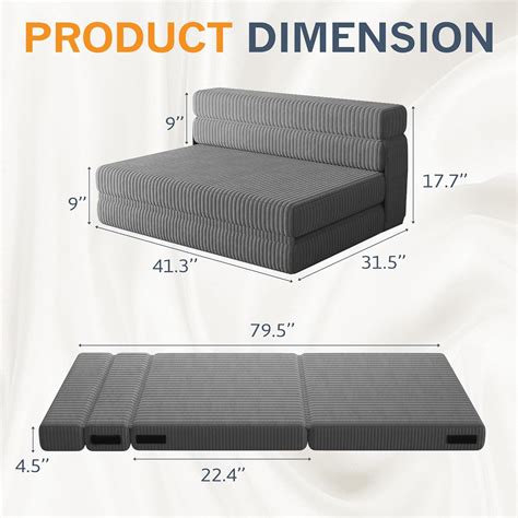 Furmax Folding Sofa Bed Chair, Fold Out Chair Bed, Convertible Floor ...