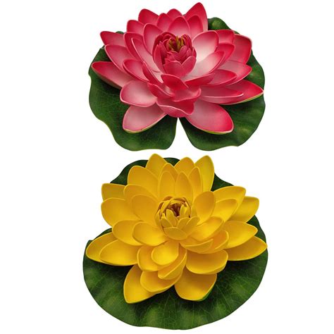 Buy Roseikon Rids Artificial Lotus Flowers (Set of 2, Yellow & Red ...