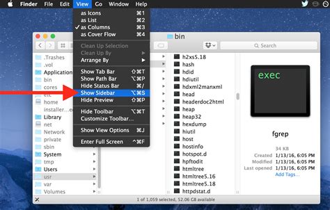 Show or Hide the Mac Finder Window Sidebar